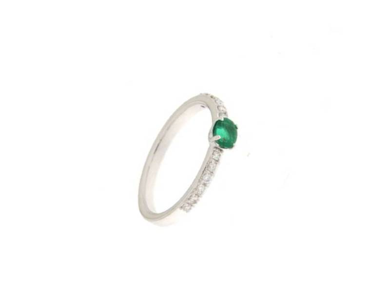 18KT WHITE GOLD RING WITH DIAMONDS AND EMERALD JUNIOR B A13932/SMB